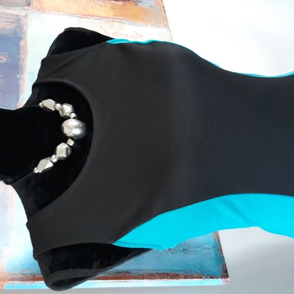 Guess Turquoise & Black Tank Scoop Neck Bodycon Dress Size M/M/ NWOT - Picture 7 of 12